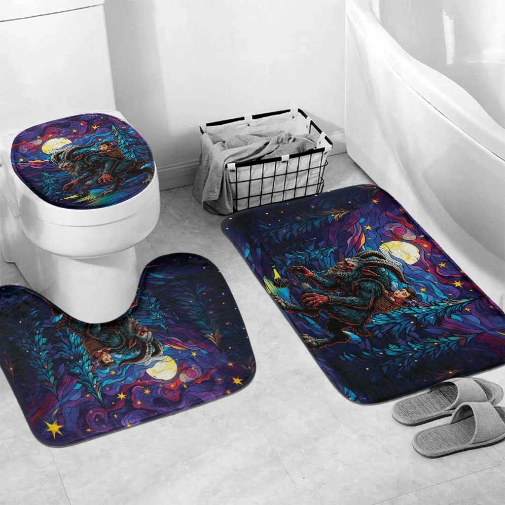 Stained Glass Krampus Bathroom Set Gothic Christmas Myth - Wonder Print Shop