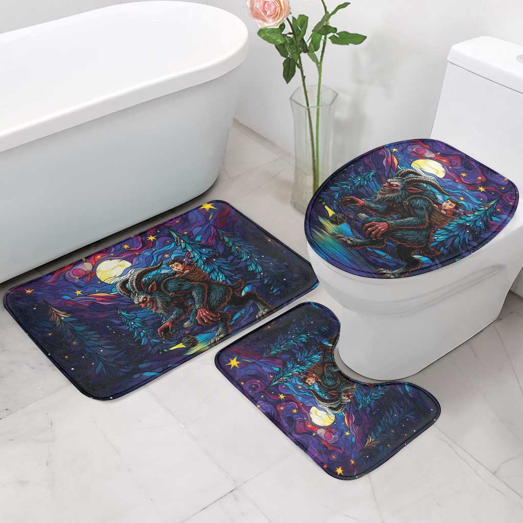 Stained Glass Krampus Bathroom Set Gothic Christmas Myth - Wonder Print Shop