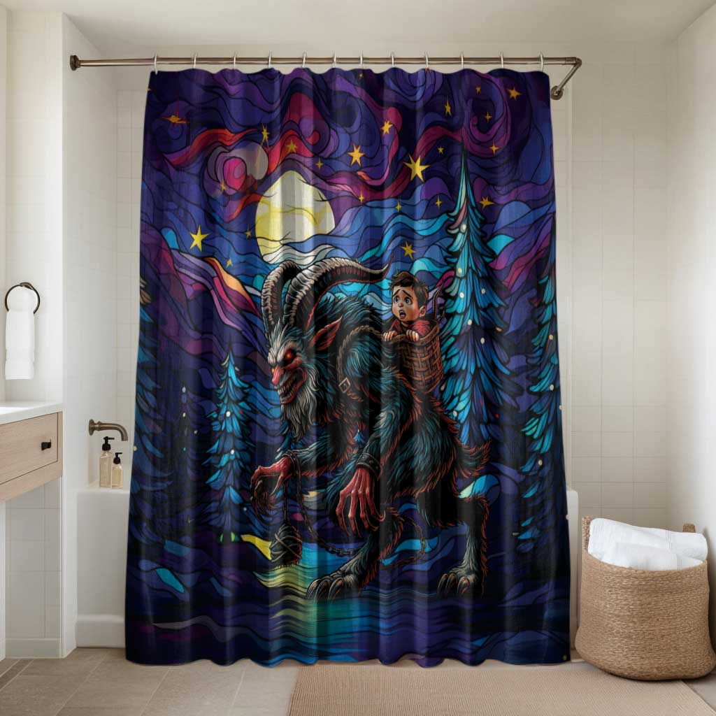 Stained Glass Krampus Bathroom Set Gothic Christmas Myth - Wonder Print Shop