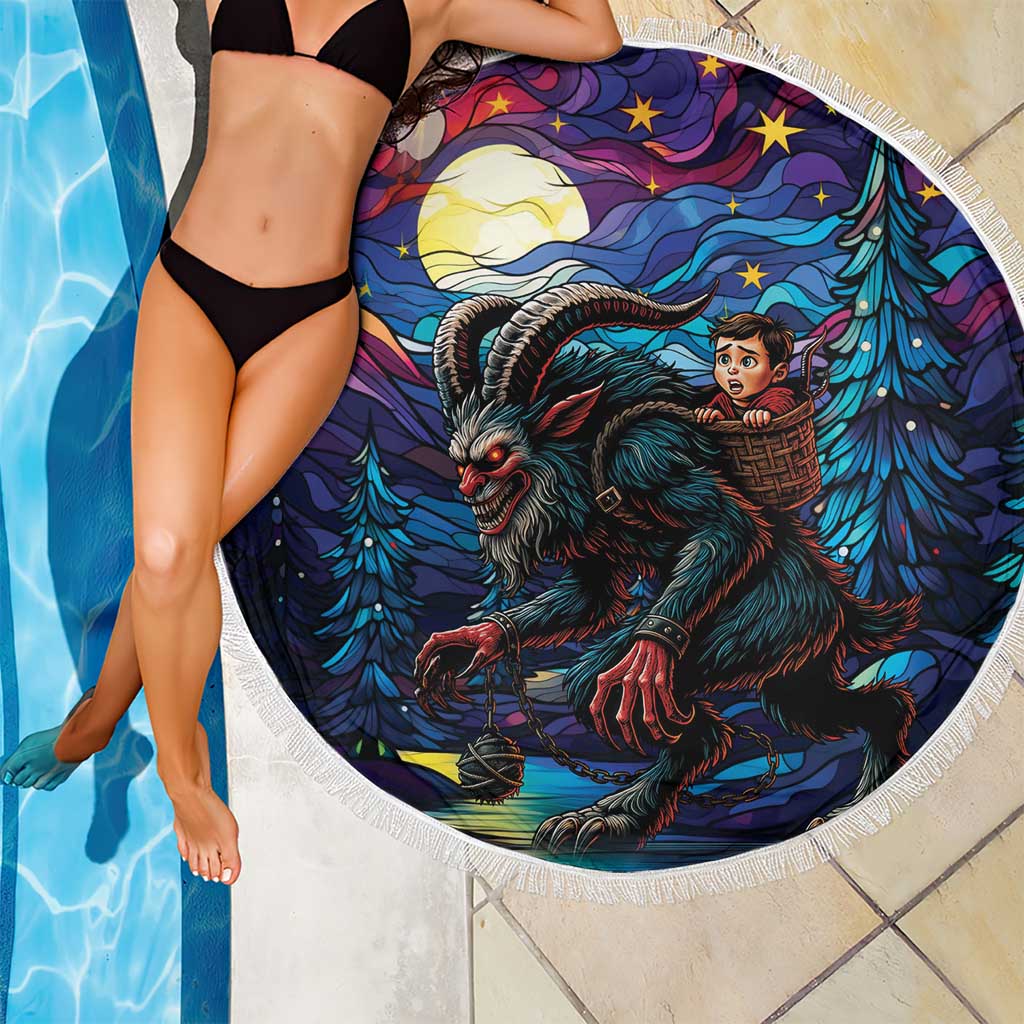 Stained Glass Krampus Beach Blanket Gothic Christmas Myth - Wonder Print Shop