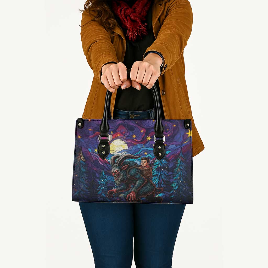Stained Glass Krampus Leather Bag Gothic Christmas Myth - Wonder Print Shop