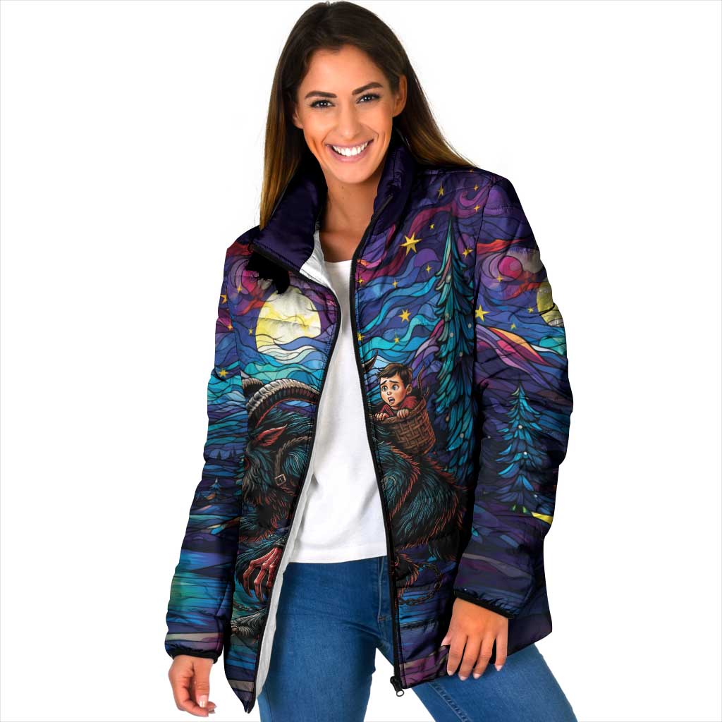 Stained Glass Krampus Padded Jacket Gothic Christmas Myth - Wonder Print Shop