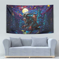 Stained Glass Krampus Tapestry Gothic Christmas Myth - Wonder Print Shop