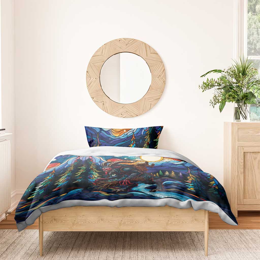 Stained Glass Krampus Bedding Set Folklore Horror Art - Wonder Print Shop