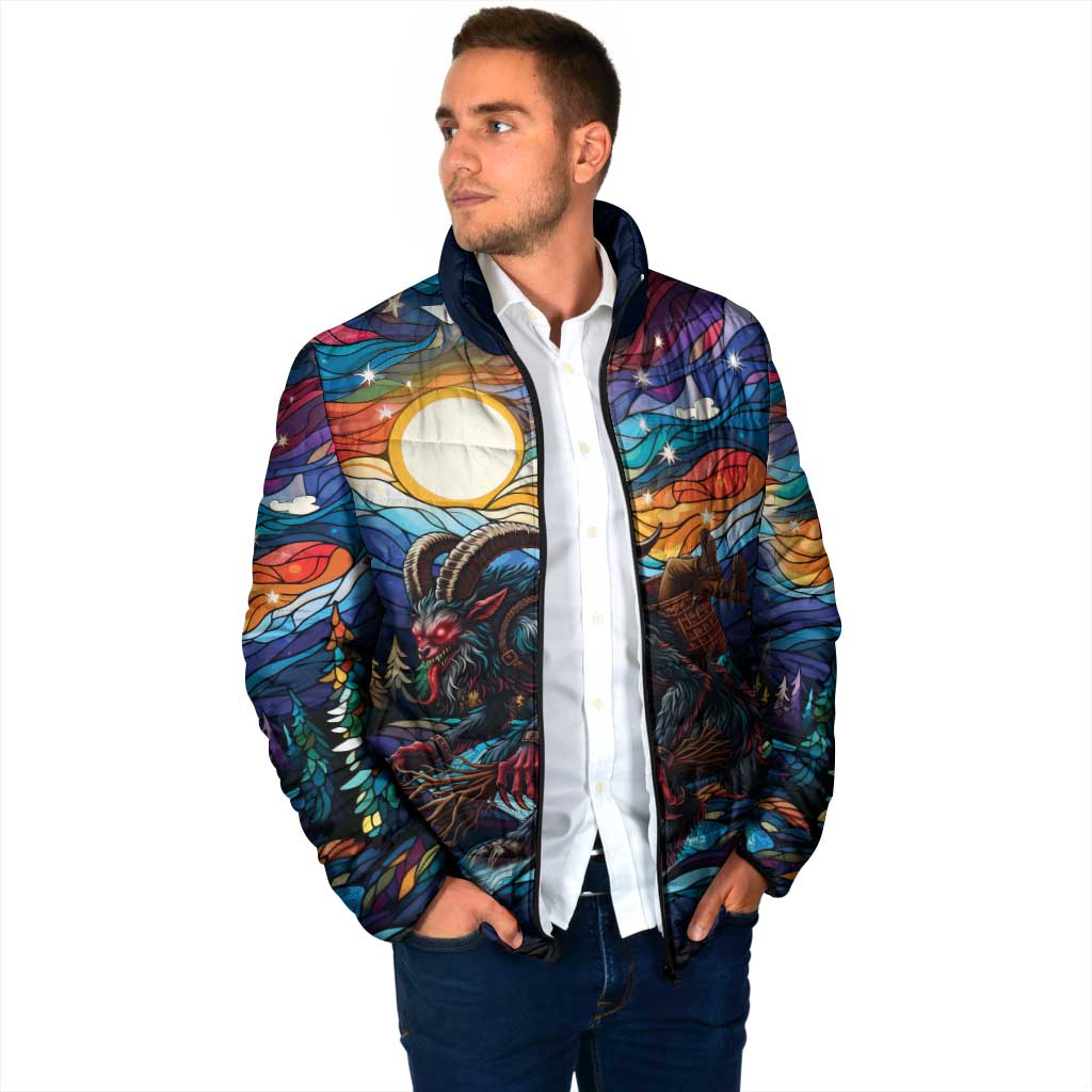 Stained Glass Krampus Padded Jacket Folklore Horror Art - Wonder Print Shop