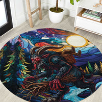 Stained Glass Krampus Round Carpet Folklore Horror Art - Wonder Print Shop