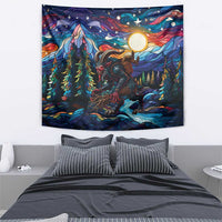 Stained Glass Krampus Tapestry Folklore Horror Art - Wonder Print Shop