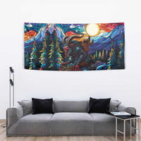 Stained Glass Krampus Tapestry Folklore Horror Art - Wonder Print Shop