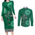 Irish Celtic Cross and Harp with Ireland Shamrock Personalized Couples Matching Long Sleeve Bodycon Dress and Long Sleeve Button Shirt LT9 - Wonder Print Shop