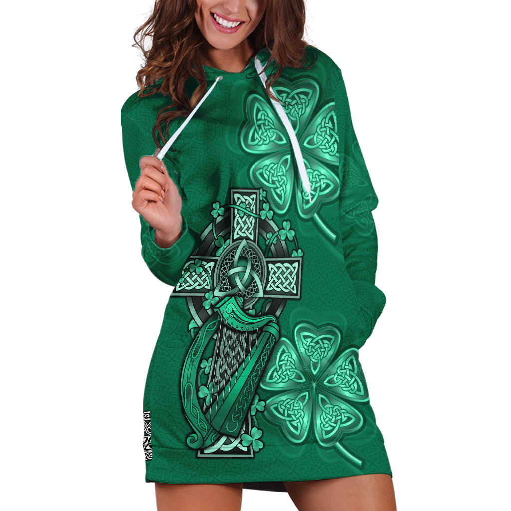 Irish Celtic Cross and Harp with Ireland Shamrock Personalized Hoodie Dress - Wonder Print Shop