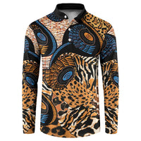 Black button sweatshirt with mixed animal-skin and Ankara-style circular motifs