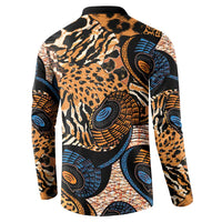 Black button sweatshirt with back print of zebra and leopard-style animal motifs