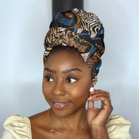 African Ankara Motifs Mixed Animal Skins Simple Headwrap