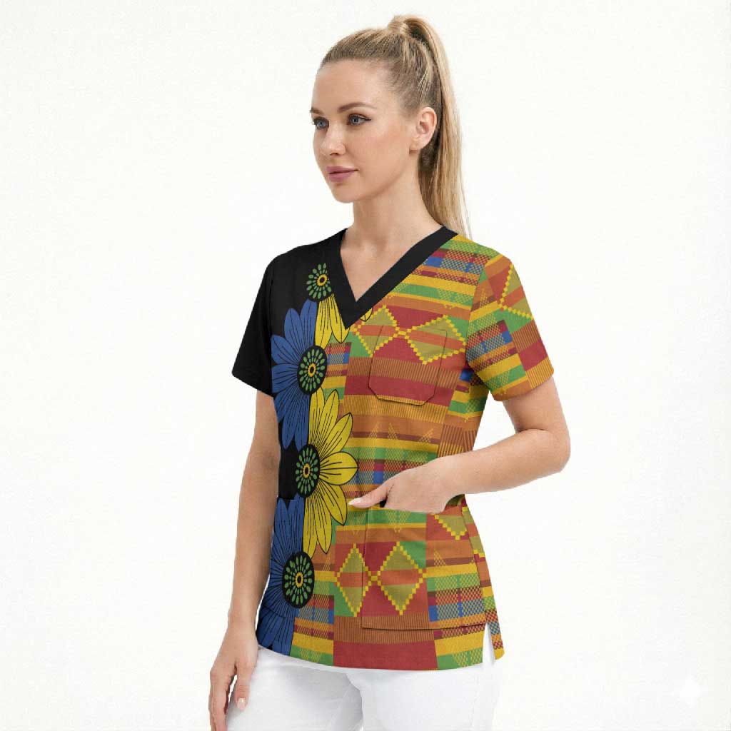 African Ethnic Kitenge Ankara Style Scrub Top