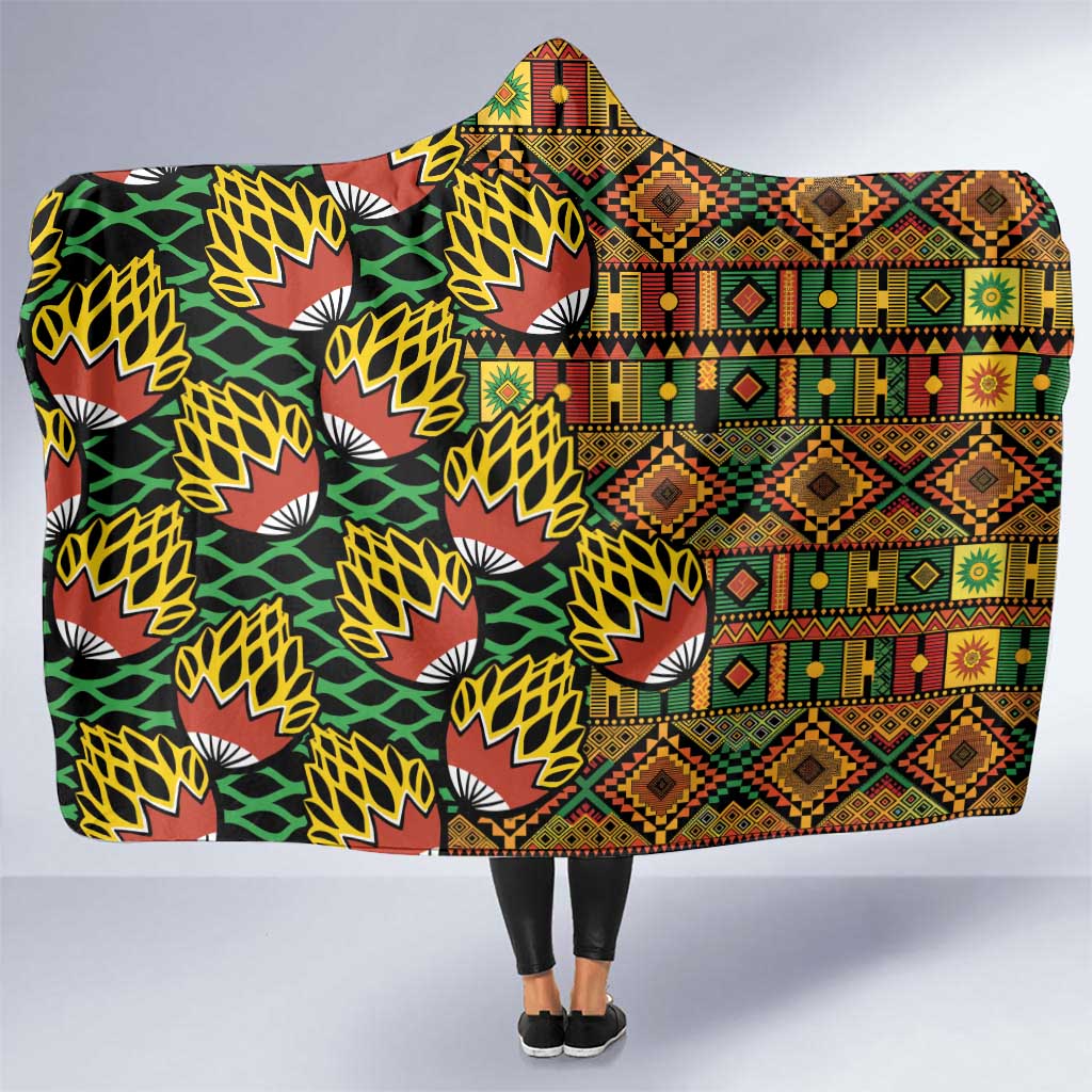 African Tribal Geometric Mixed Kanga Pattern Hooded Blanket - Wonder Print Shop