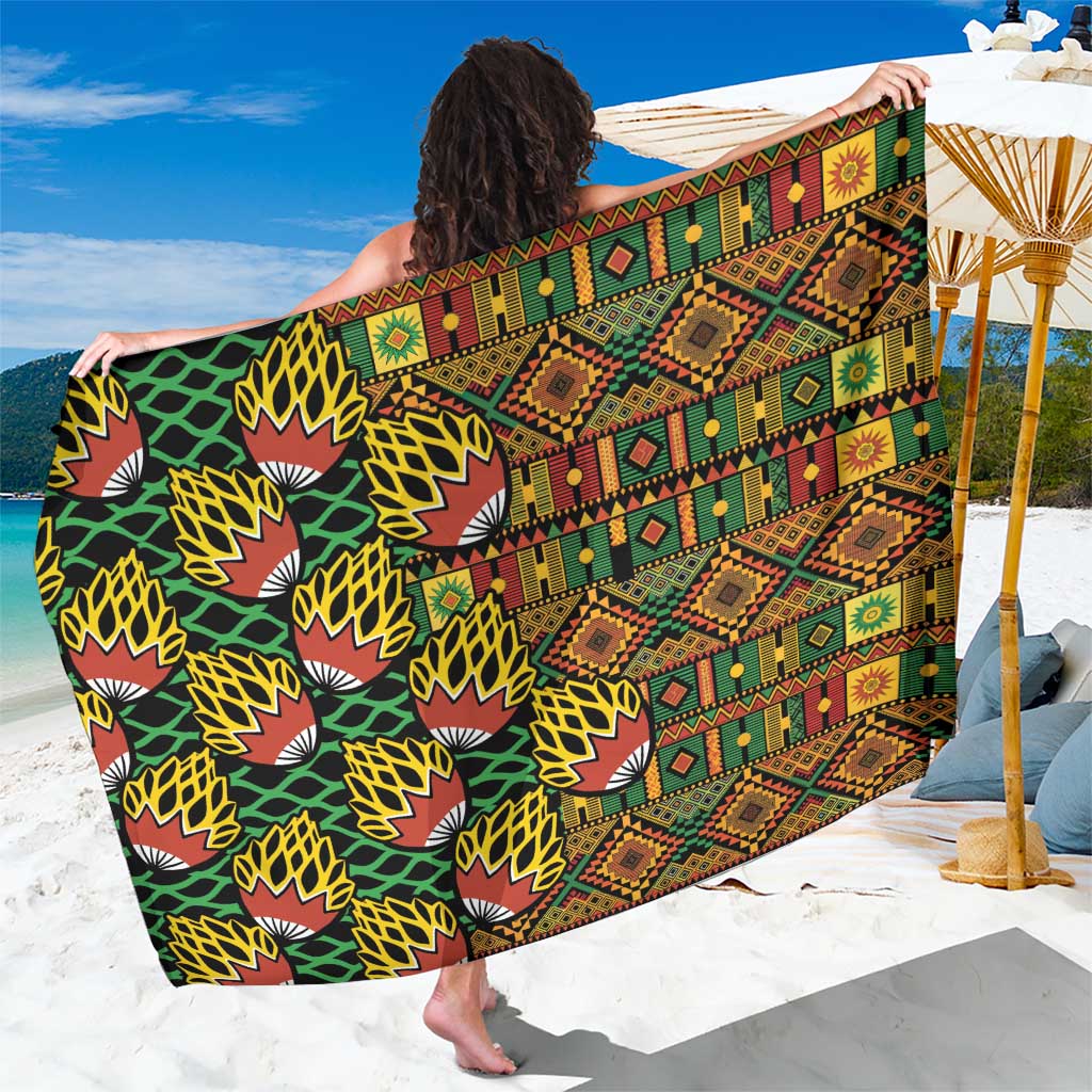 African Tribal Geometric Mixed Kanga Pattern Sarong