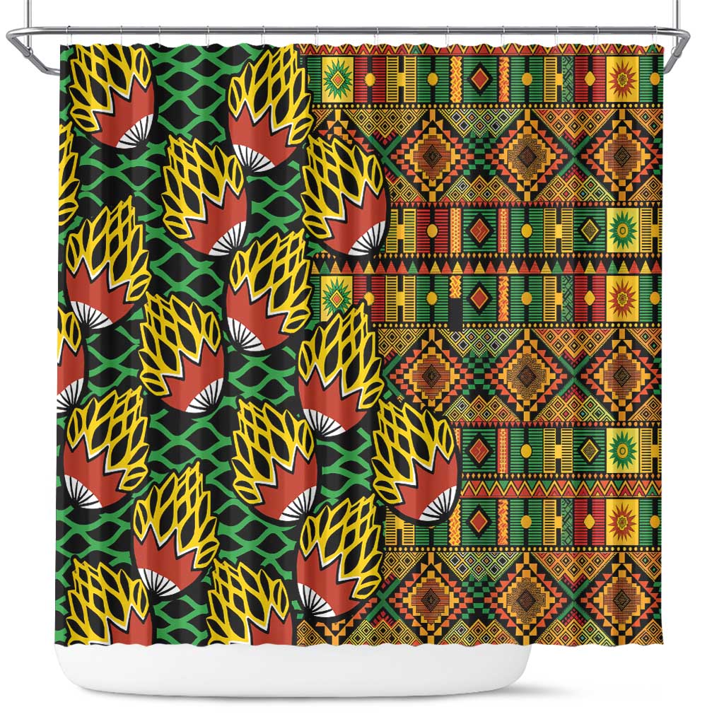 African Tribal Geometric Mixed Kanga Pattern Shower Curtain - Wonder Print Shop