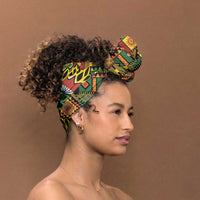 African Tribal Geometric Mixed Kanga Pattern Simple Headwrap