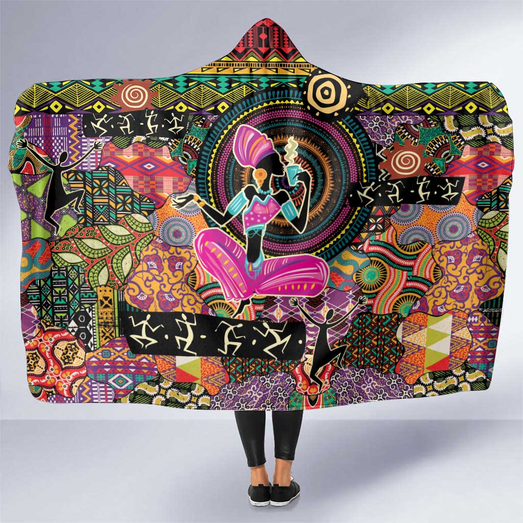 African Women Ethnic Motifs Hooded Blanket - Wonder Print Shop