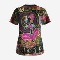 African Women Ethnic Motifs Scrub Top