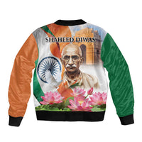 Unisex black bomber jacket with front graphic and 'SHAHEED DIWAS' lettering