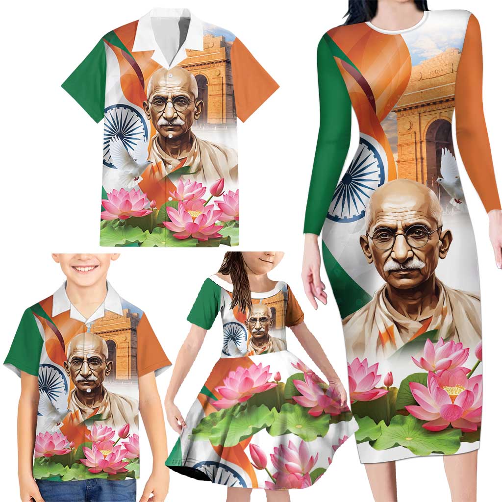 India Gandhi Martyr's Day Family Matching Long Sleeve Bodycon Dress and Hawaiian Shirt Shaheed Diwas Ashoka Chakra LT9 - Wonder Print Shop