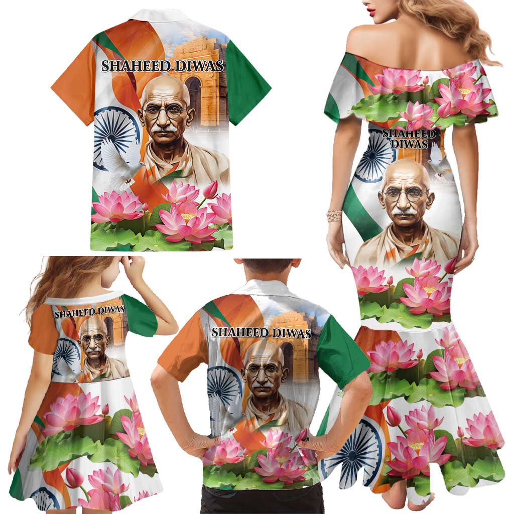 India Gandhi Martyr's Day Family Matching Mermaid Dress and Hawaiian Shirt Shaheed Diwas Ashoka Chakra LT9 - Wonder Print Shop