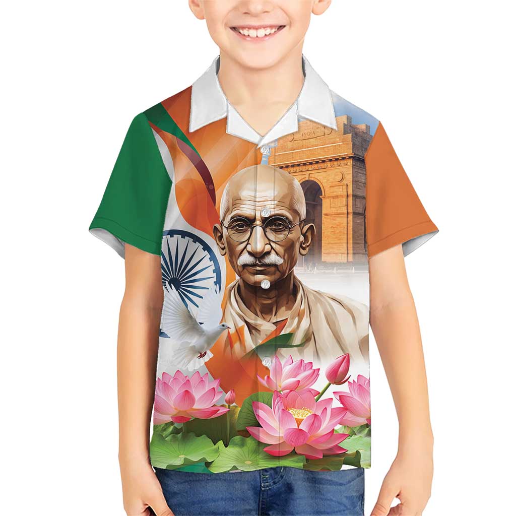 India Gandhi Martyr's Day Kid Hawaiian Shirt Shaheed Diwas Ashoka Chakra - Wonder Print Shop