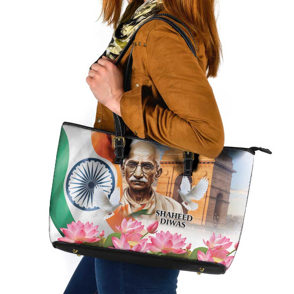 India Gandhi Martyr's Day Leather Tote Bag Shaheed Diwas Ashoka Chakra