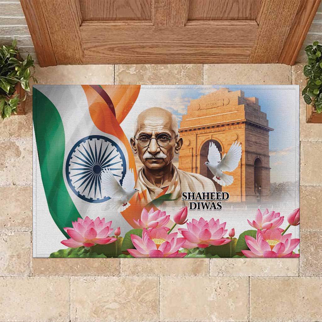 India Gandhi Martyr's Day Rubber Doormat Shaheed Diwas Ashoka Chakra - Wonder Print Shop