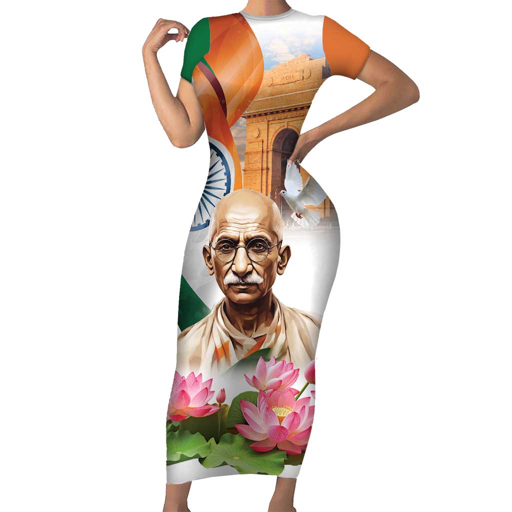 India Gandhi Martyr's Day Short Sleeve Bodycon Dress Shaheed Diwas Ashoka Chakra