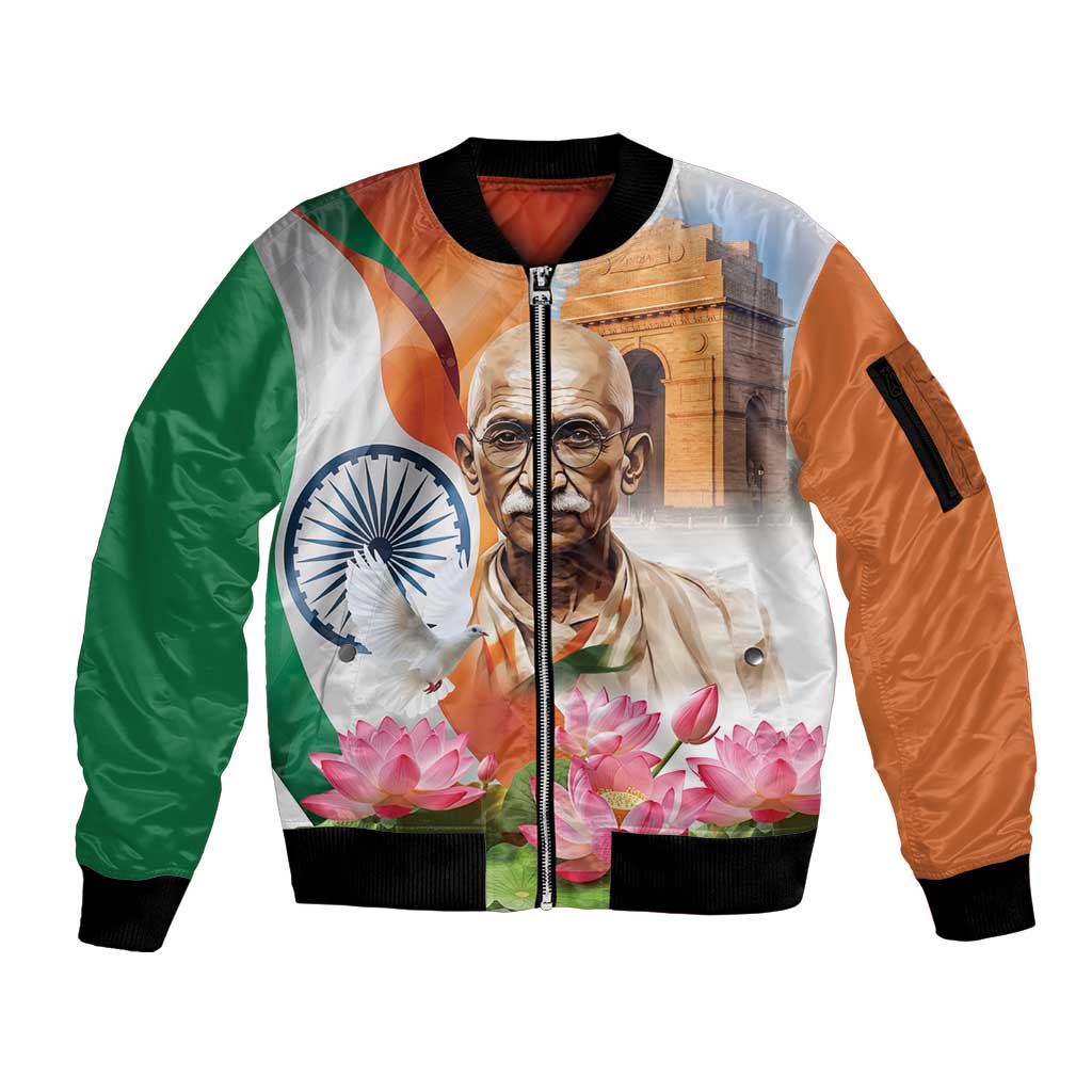 India Gandhi Martyr's Day Sleeve Zip Bomber Jacket Shaheed Diwas Ashoka Chakra - Wonder Print Shop