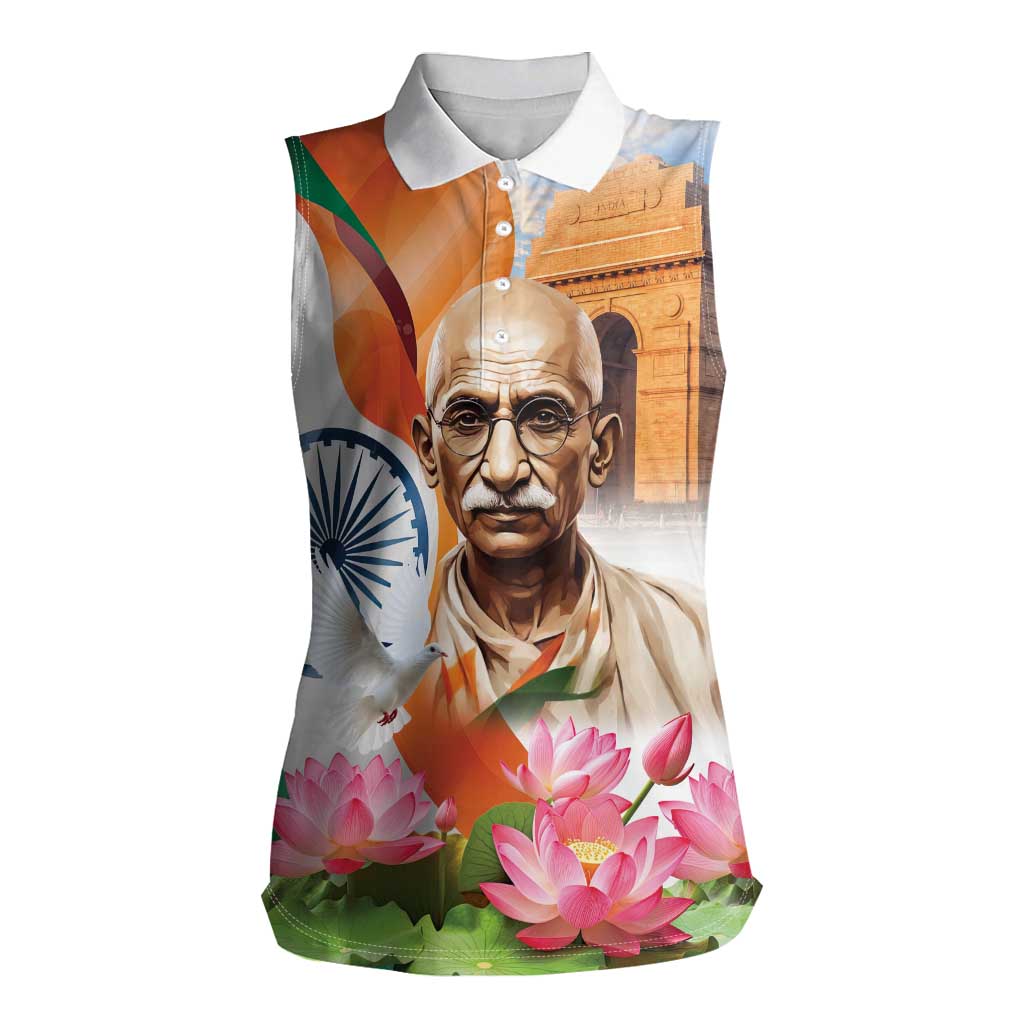 India Gandhi Martyr's Day Women Sleeveless Polo Shirt Shaheed Diwas Ashoka Chakra