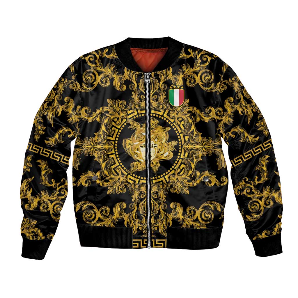 World Football 2026 Italy Custom Bomber Jacket Black Gold Baroque Medusa Edition - Wonder Print Shop