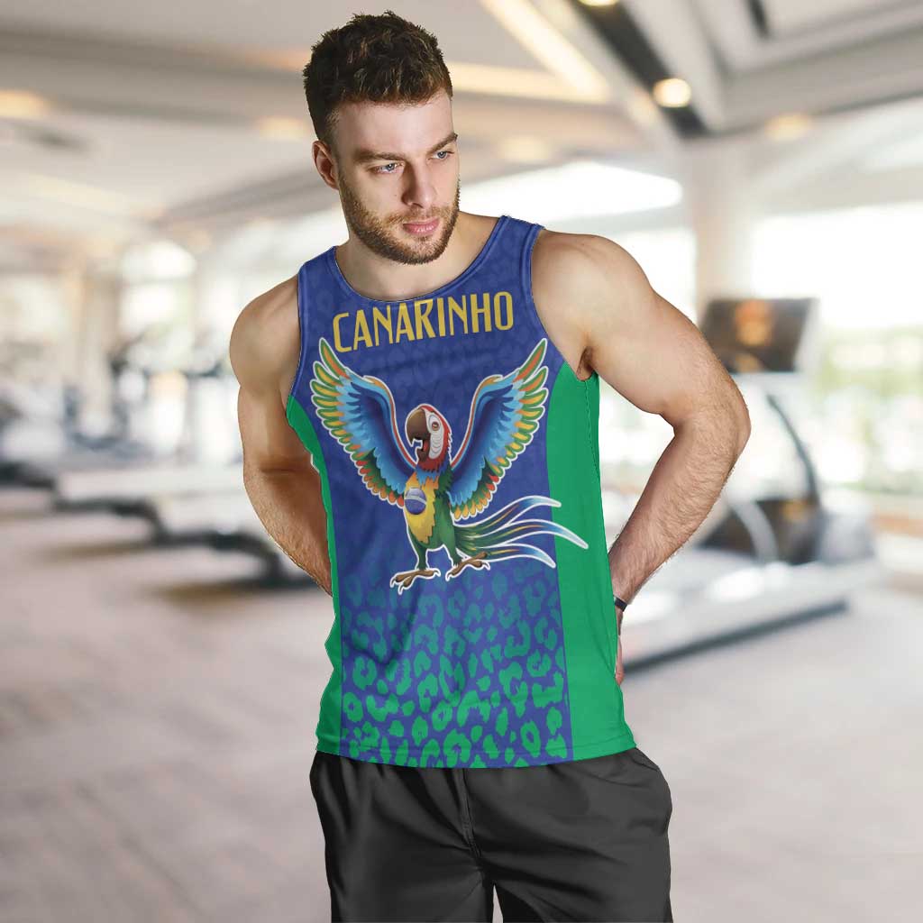 Brazil Canarinho Custom Men Tank Top Macaw Mascot with Brazil Flag Colors