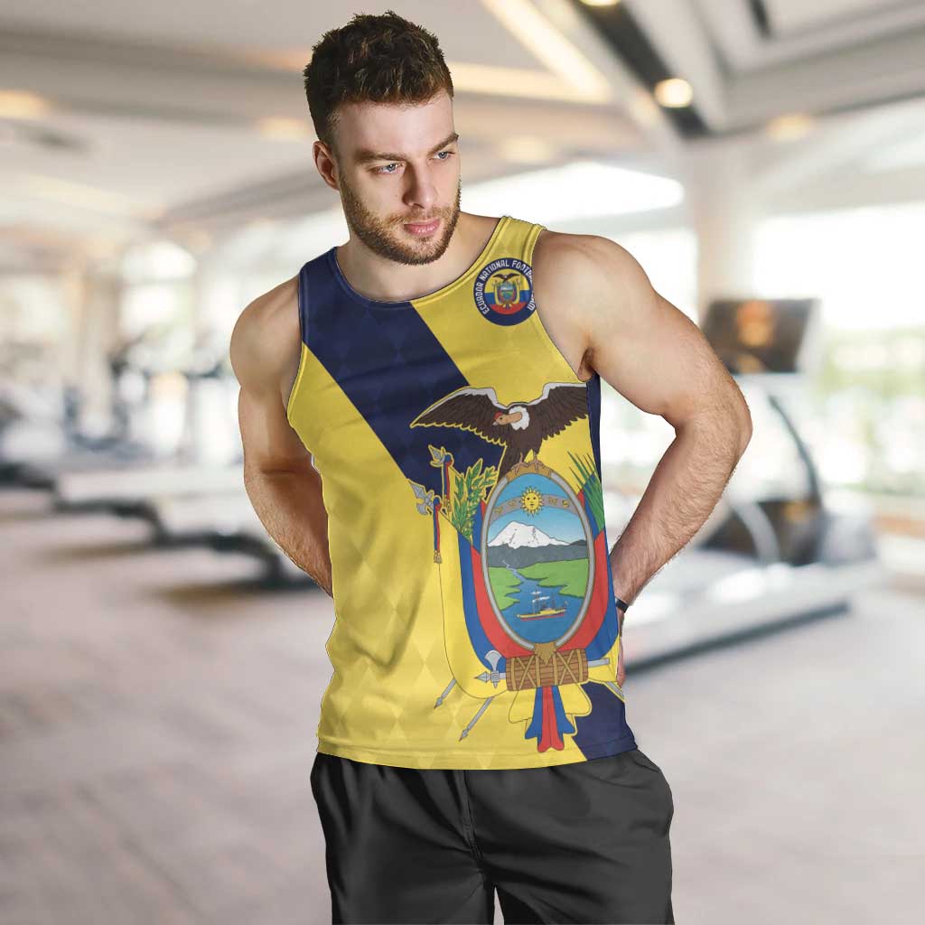 Ecuador La Tricolor Custom Men Tank Top Gold and Navy Blue Motif