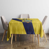 Ecuador La Tricolor Custom Tablecloth Gold and Navy Blue Motif