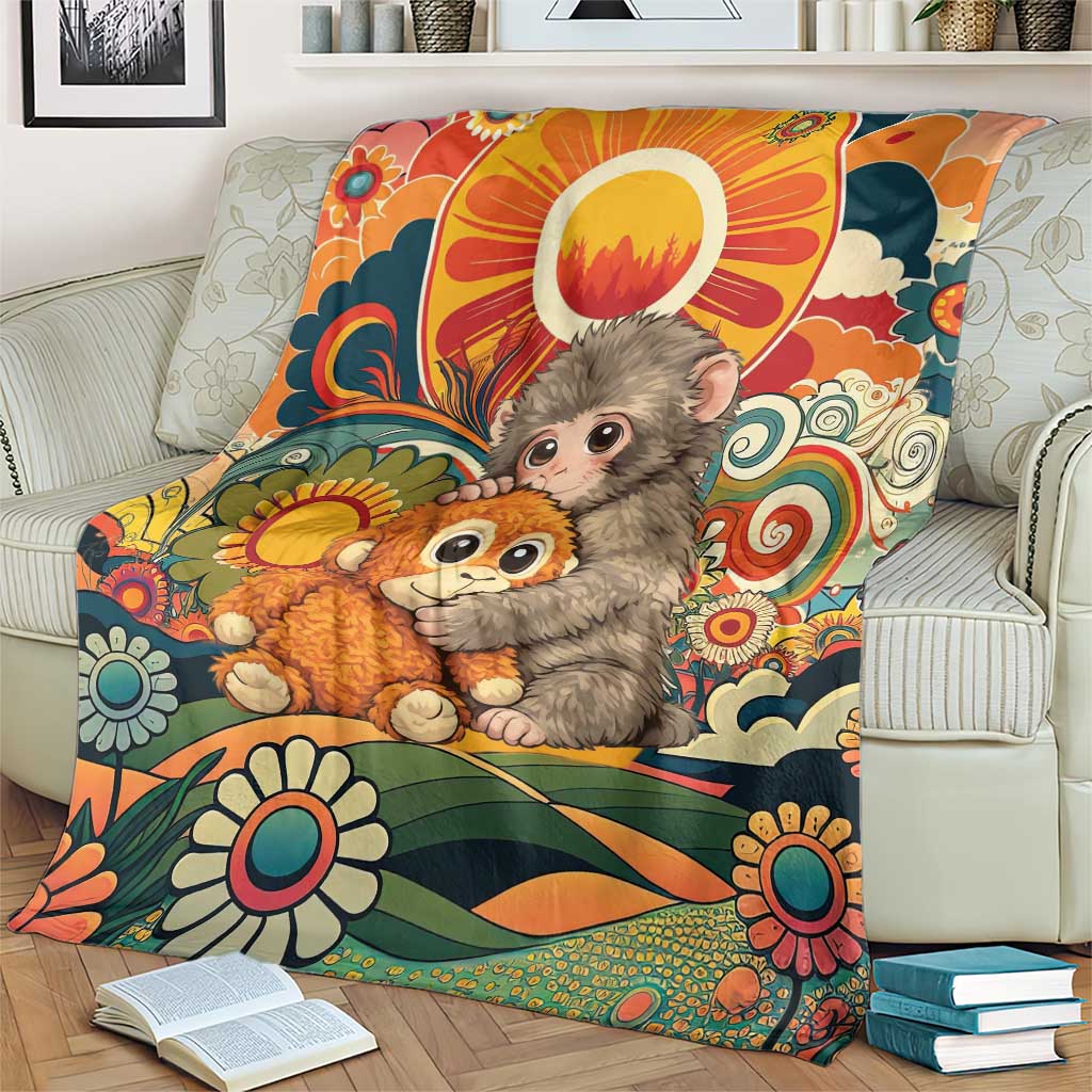 Baby Monkey Punch Blanket Retro 70S Hippie Style Groovy Spring