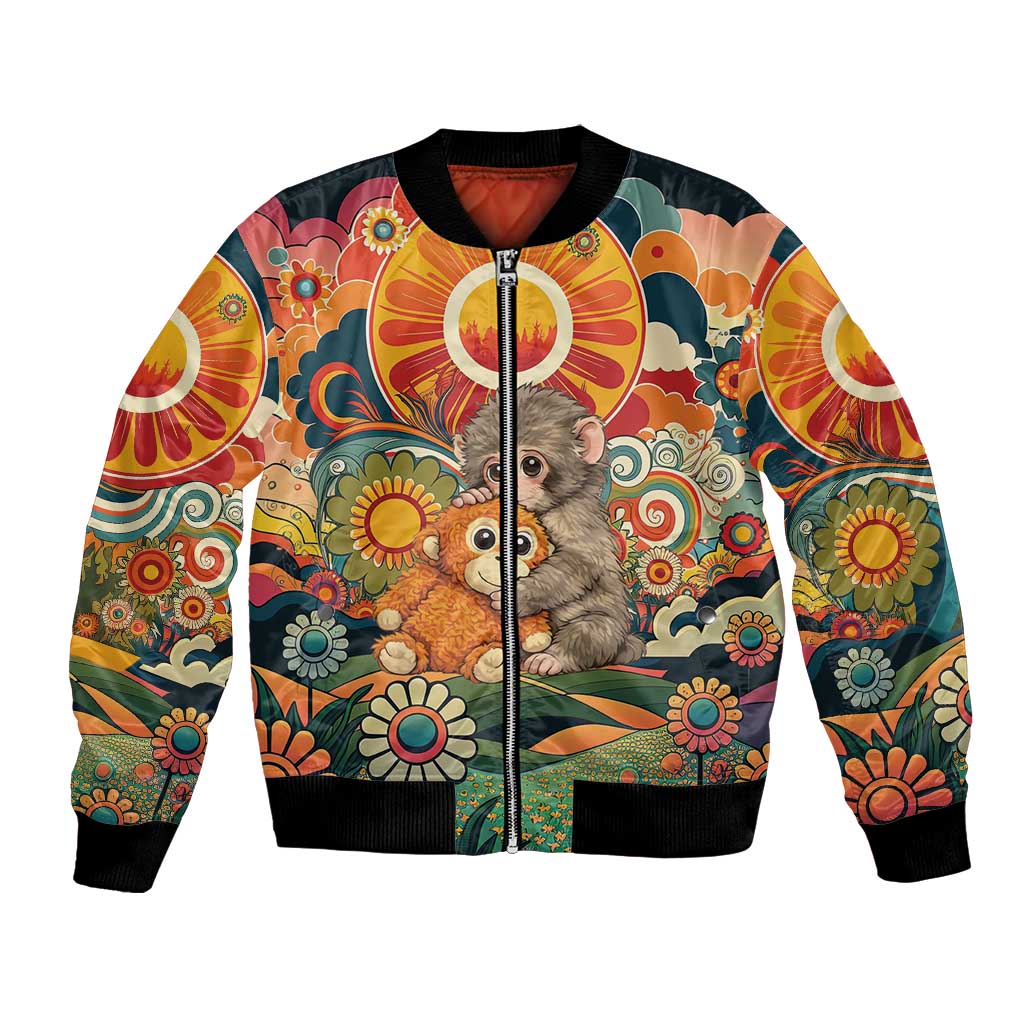 Baby Monkey Punch Bomber Jacket Retro 70S Hippie Style Groovy Spring