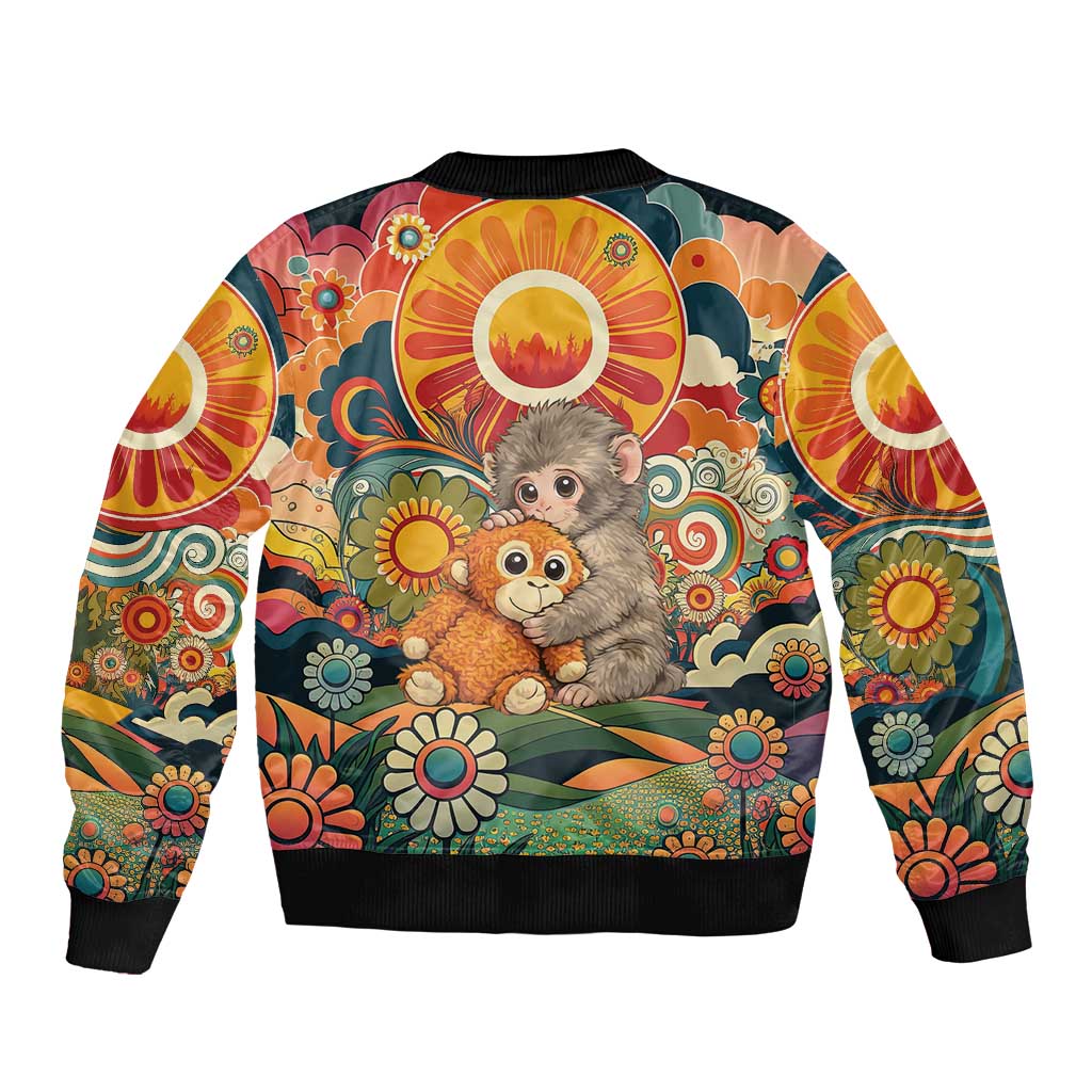Baby Monkey Punch Bomber Jacket Retro 70S Hippie Style Groovy Spring