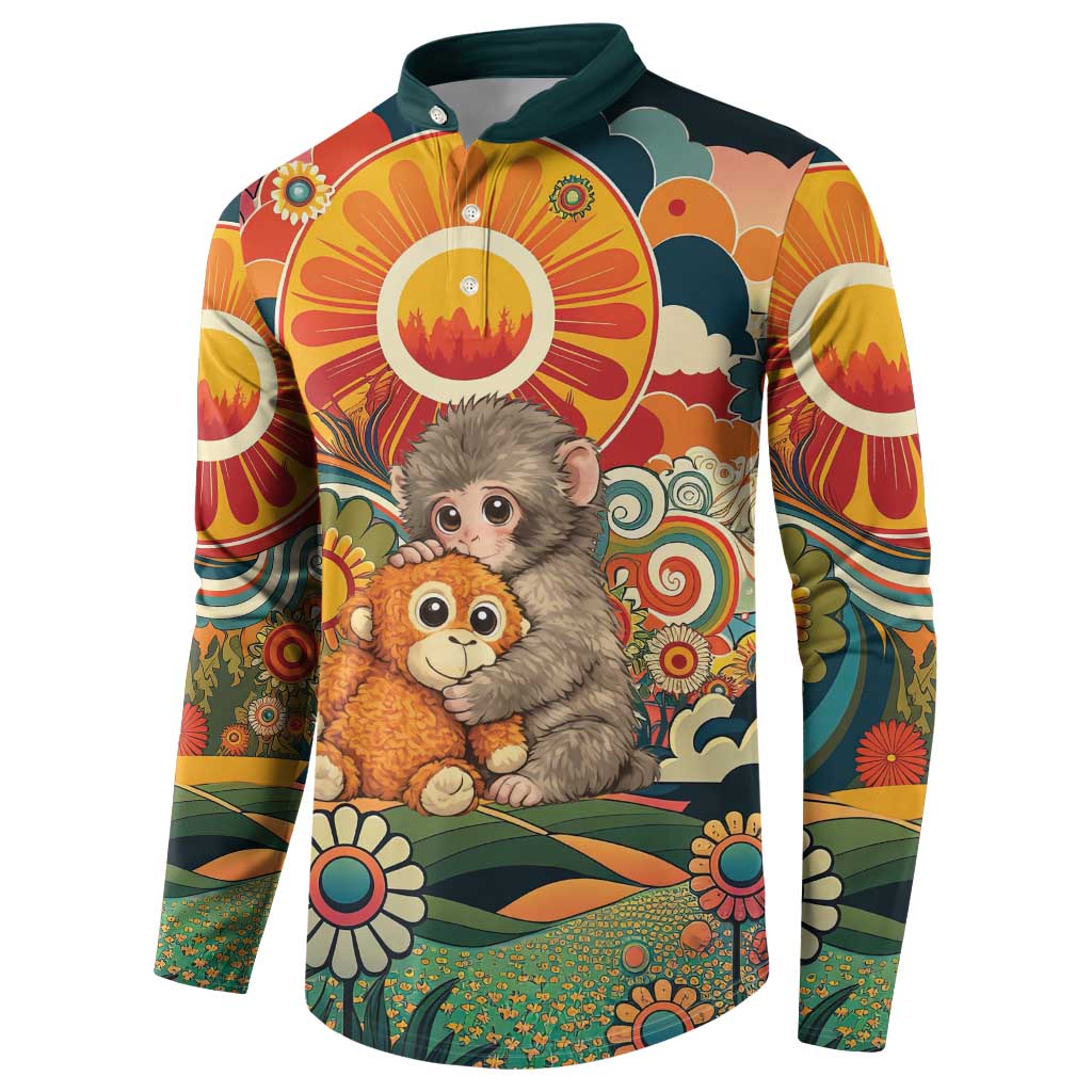 Baby Monkey Punch Button Sweatshirt Retro 70S Hippie Style Groovy Spring