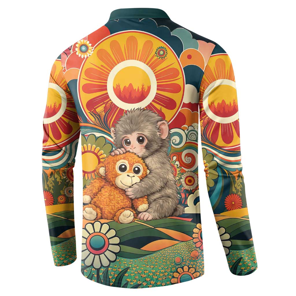Baby Monkey Punch Button Sweatshirt Retro 70S Hippie Style Groovy Spring