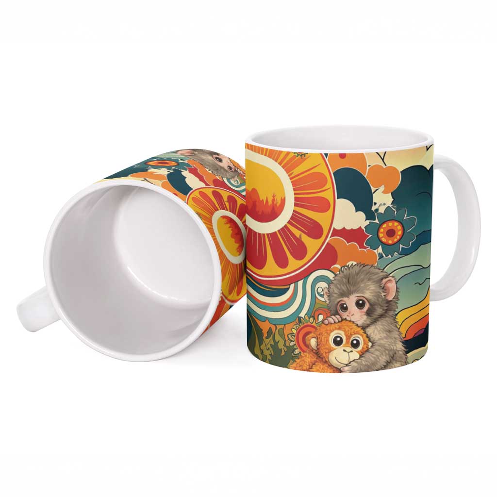 Baby Monkey Punch Ceramic Mug Retro 70S Hippie Style Groovy Spring