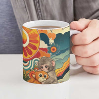 Baby Monkey Punch Ceramic Mug Retro 70S Hippie Style Groovy Spring