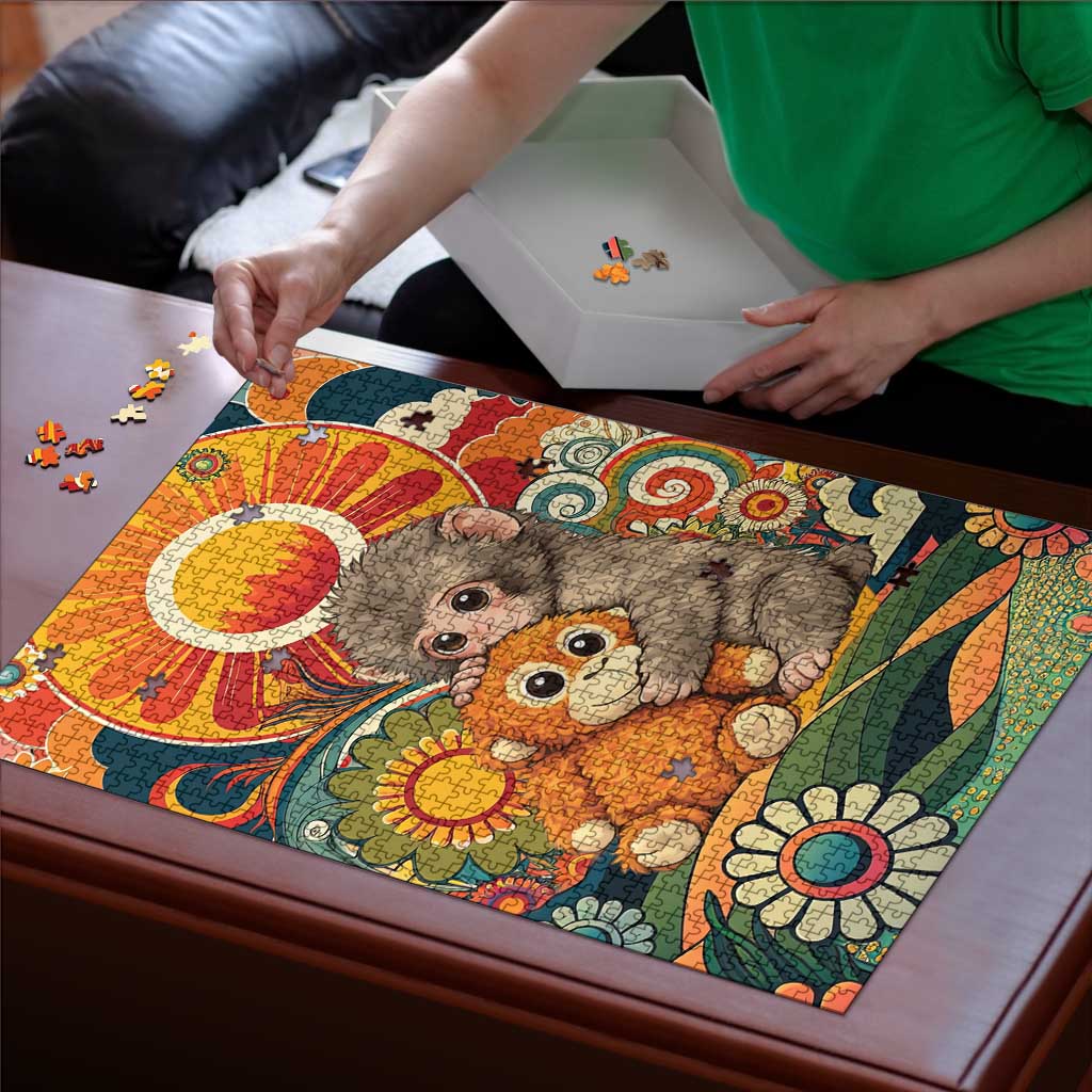 Baby Monkey Punch Puzzle Retro 70S Hippie Style Groovy Spring