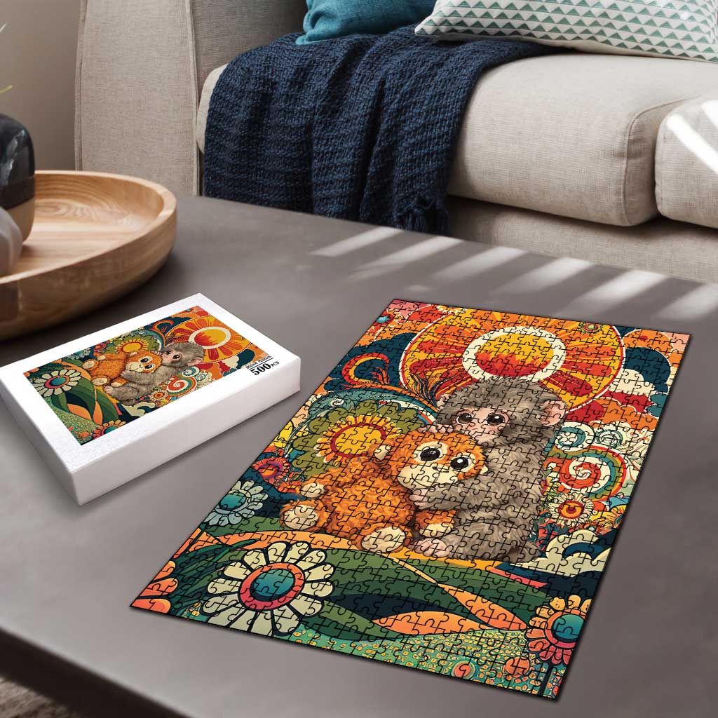 Baby Monkey Punch Puzzle Retro 70S Hippie Style Groovy Spring