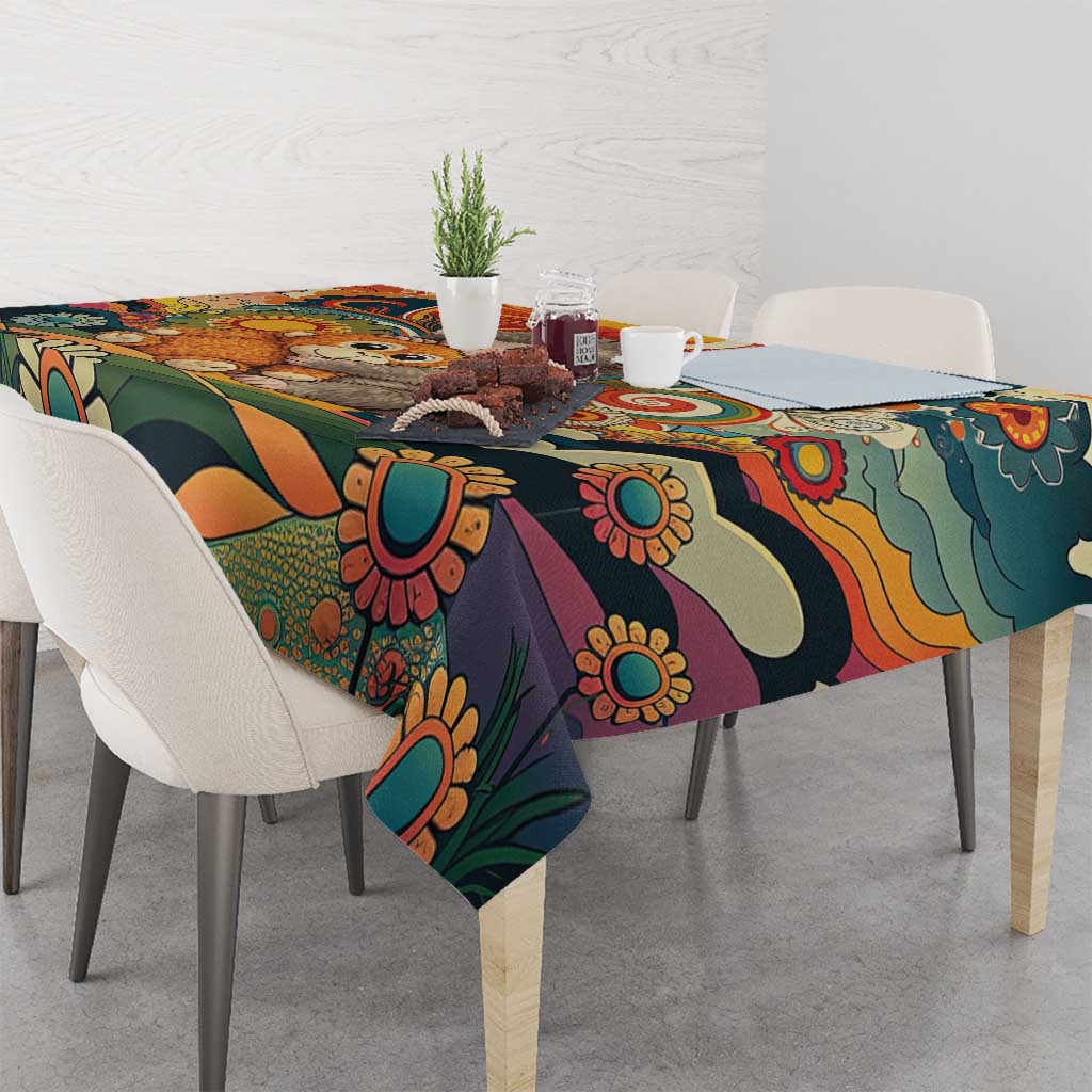 Baby Monkey Punch Tablecloth Retro 70S Hippie Style Groovy Spring