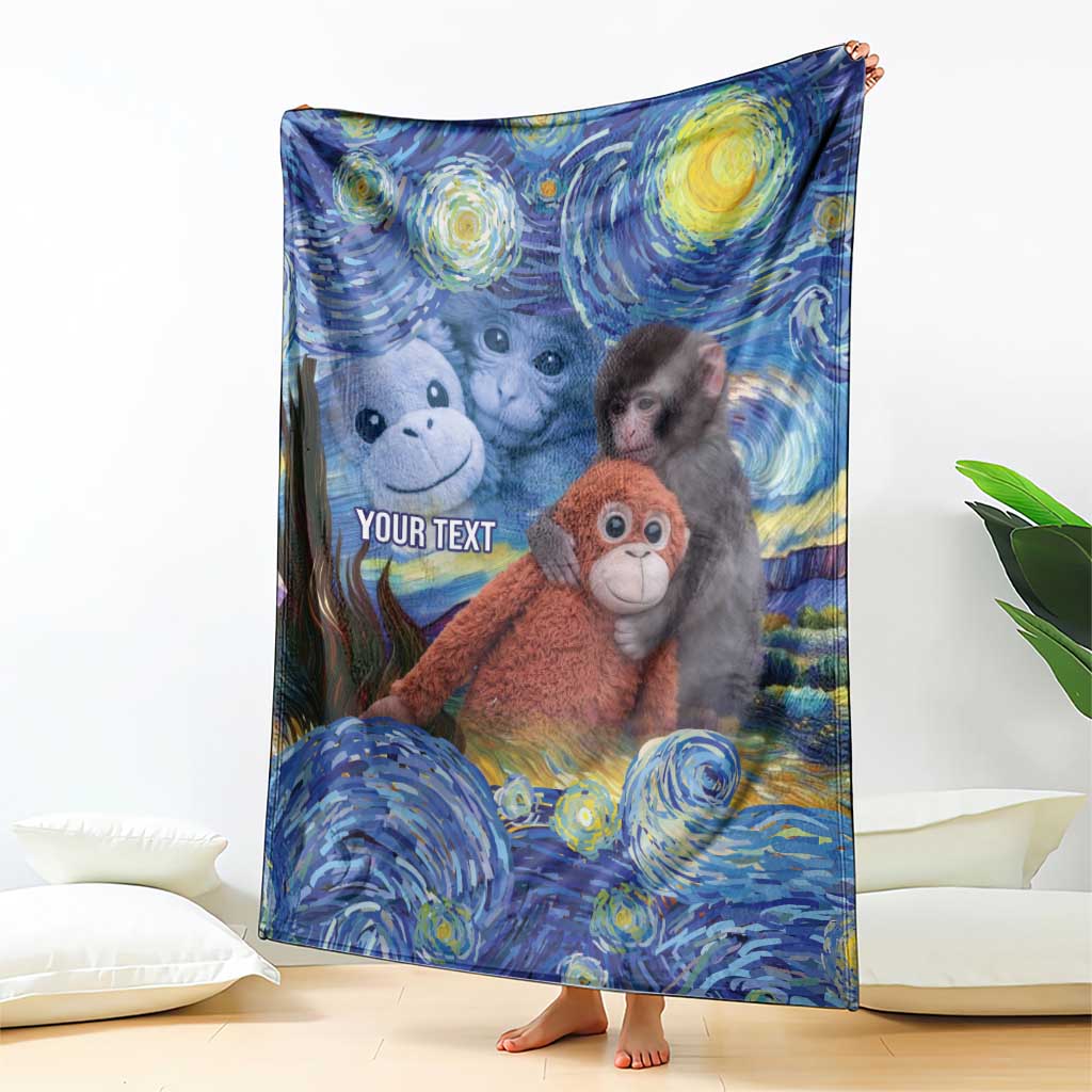 Baby Monkey Punch Personalized Blanket Starry Night Inspired