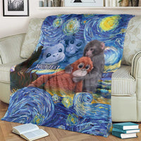 Baby Monkey Punch Personalized Blanket Starry Night Inspired
