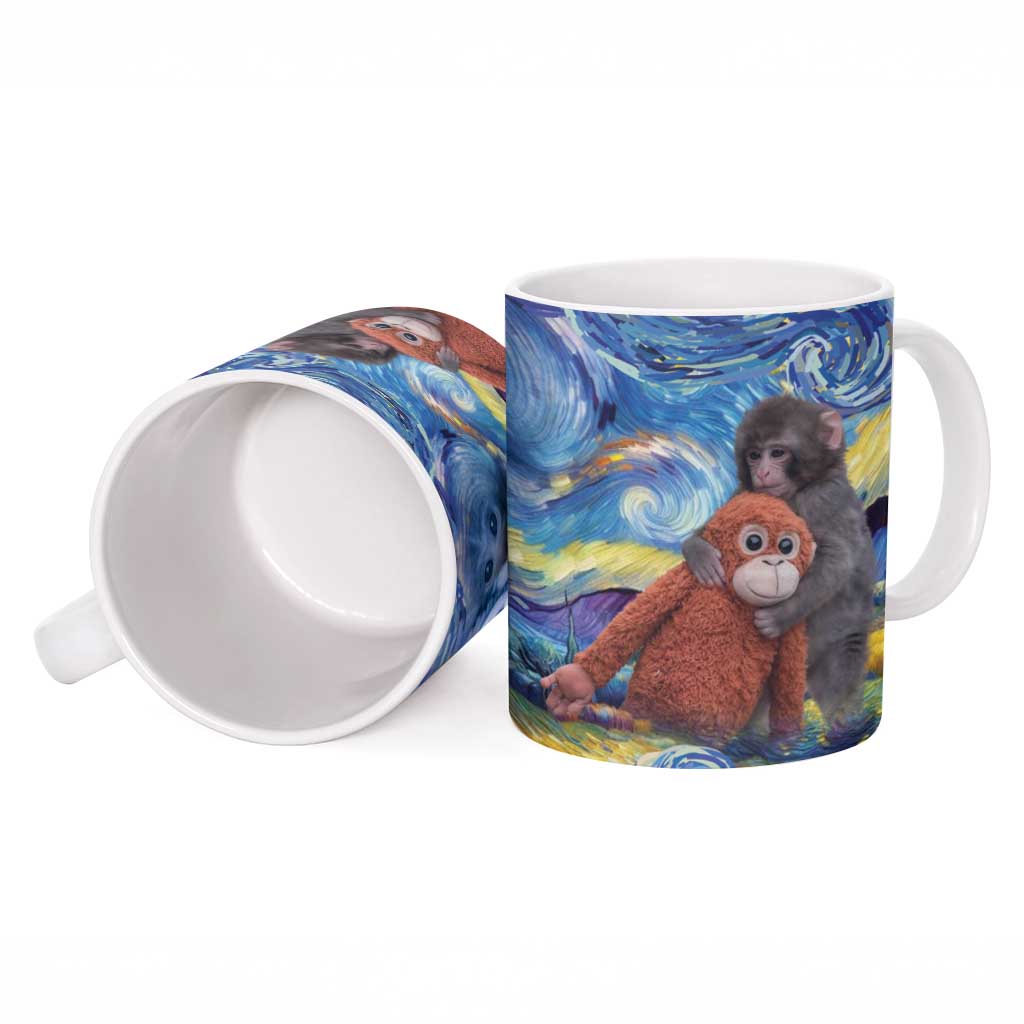 Baby Monkey Punch Personalized Ceramic Mug Starry Night Inspired